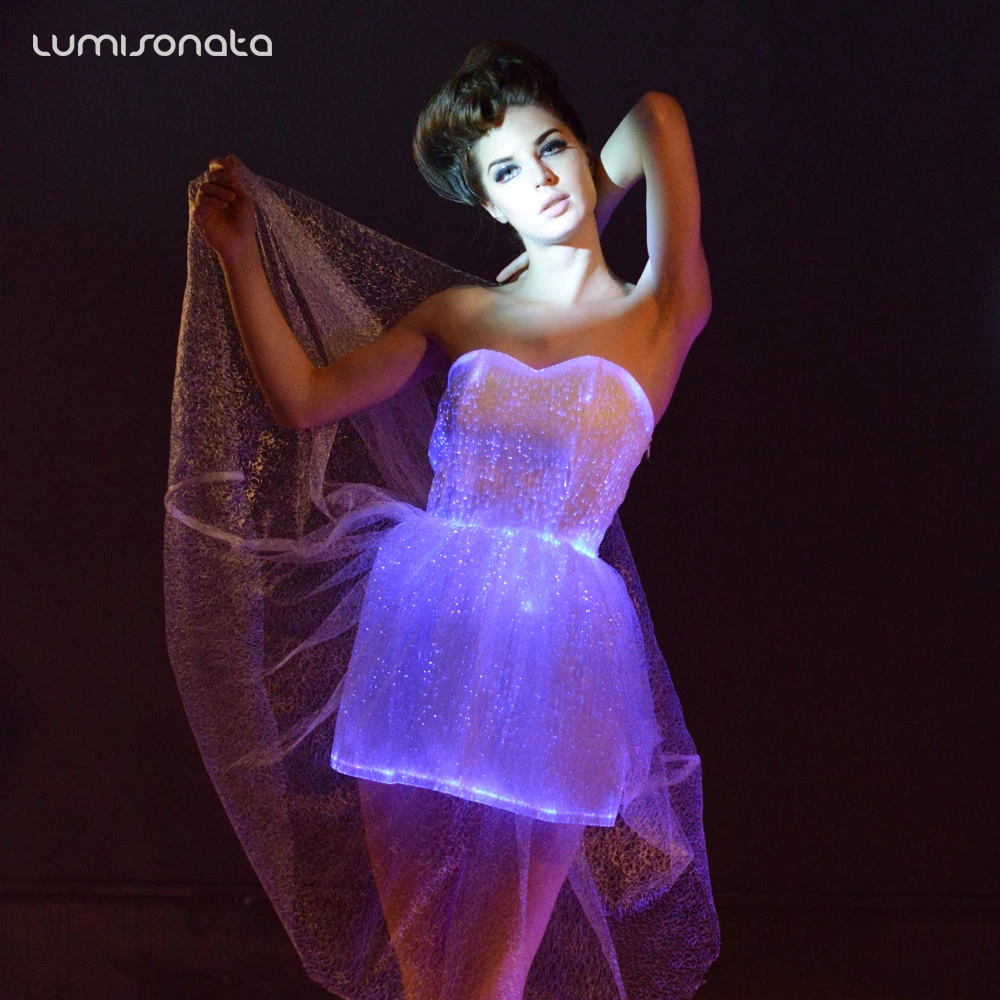 Lumisonata Light up Luminous Prom Special Occasion Ballroom Off-Shoulder Dance Costume Girls LED Carnival Dress Wedding Party