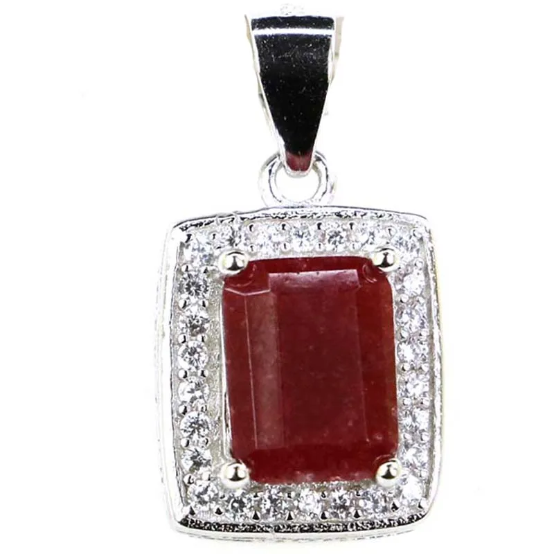 

18x10mm Jazaz 1.9g Real Red Ruby Created London Blue Topaz Purple Amethyst CZ For Girls 925 Solid Sterling Silver Pendant