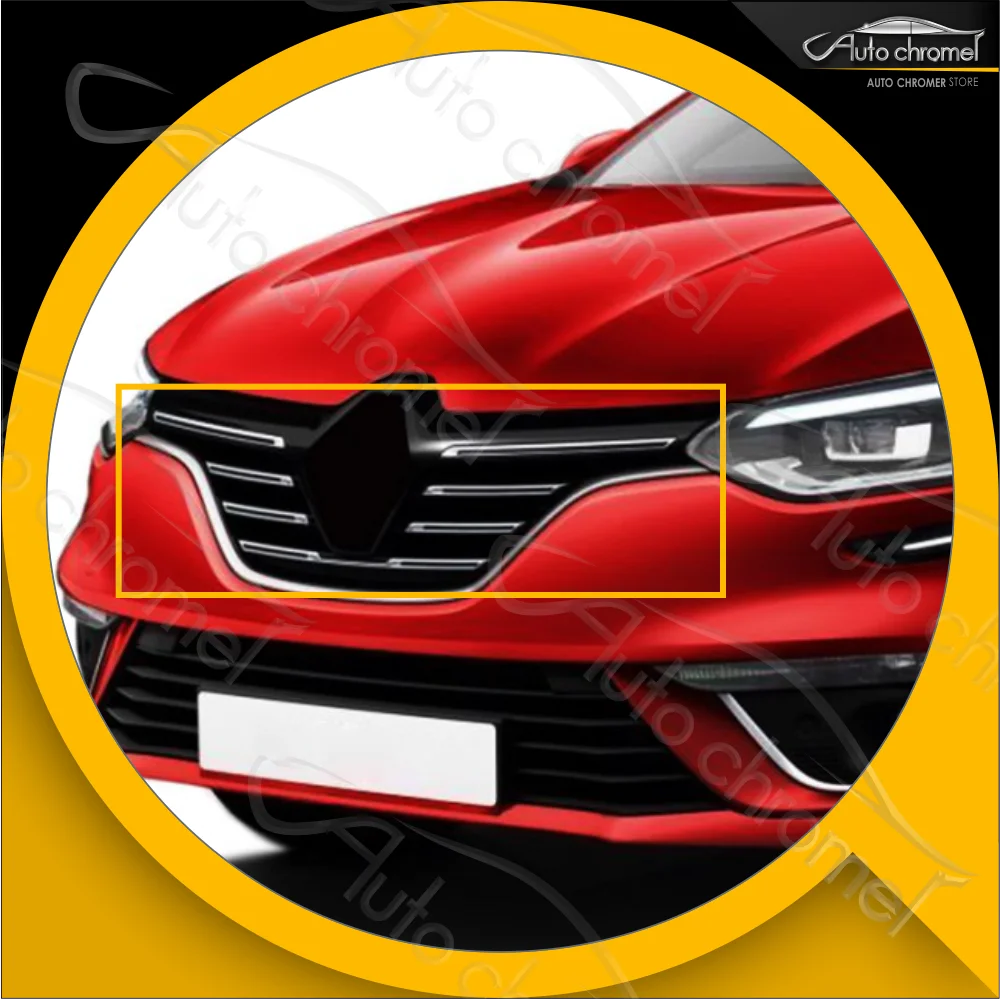 For Megane 4 IV Front Grill Chrome Parts Renault 2016 2020 Car Accessories Sport Tuning High Quality 5 Pieces