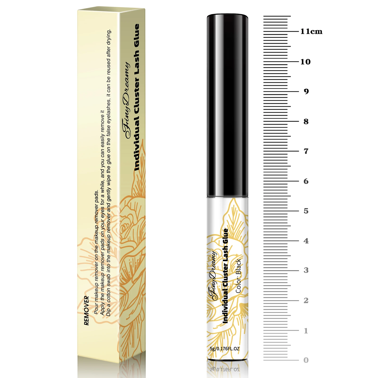 FinyDreamy DIY Eyelash Glue Cluster Cils Dark Odor Free Professional Lashes Latex Free Adhesive for False Mink Eyelash Extension