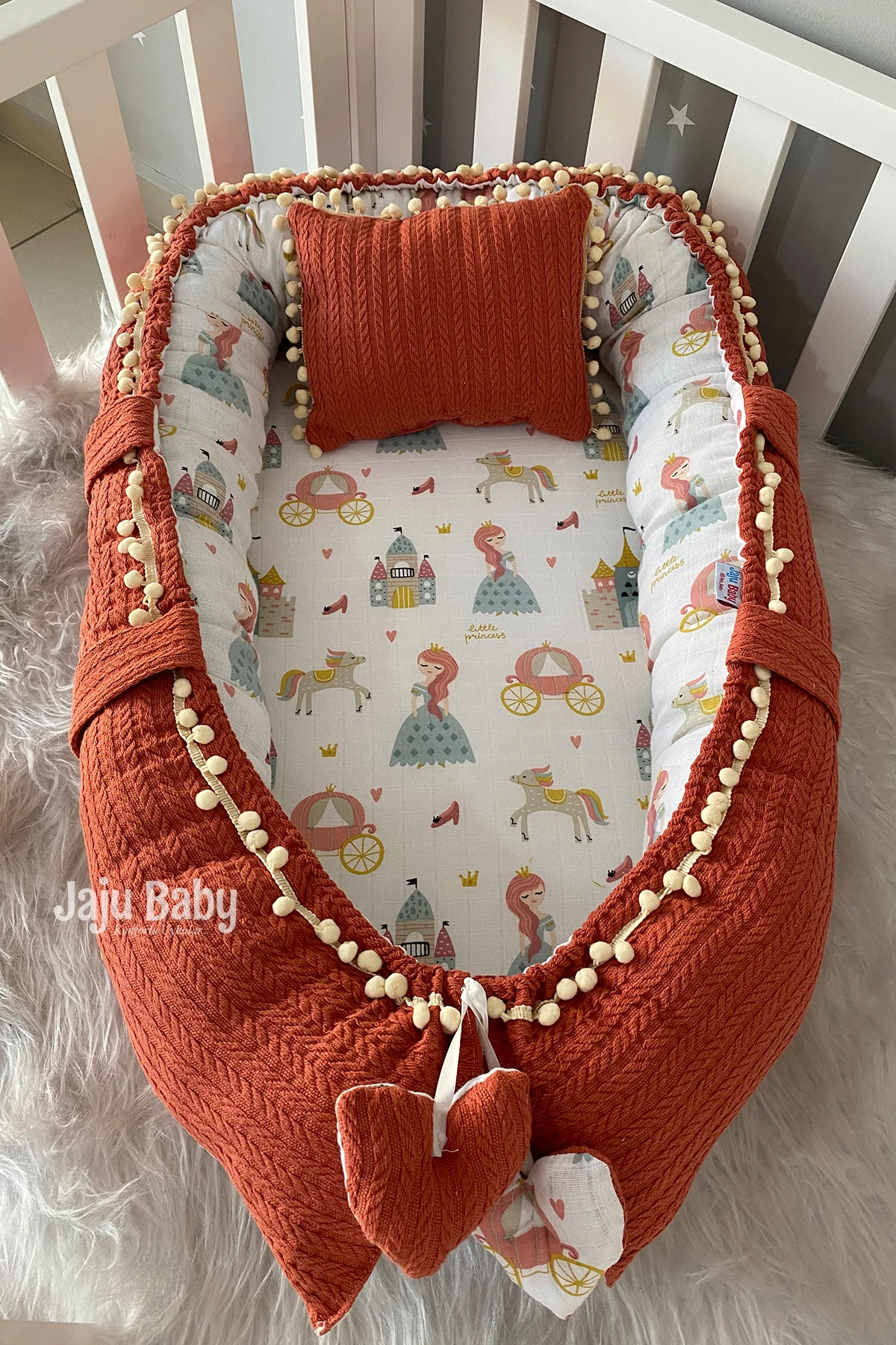 

Babynest Tile Knitted Fabric Princess Design 0-24 Months Mother's Side Baby Bed Baby Room