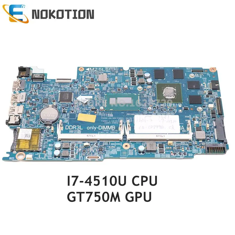 NOKOTION For Dell Inspiron 15 7537 laptop motherboard GT750M GPU SR1EB I7-4510U CPU 12311-2 KJ7NX CN-0DPX9G 0DPX9G