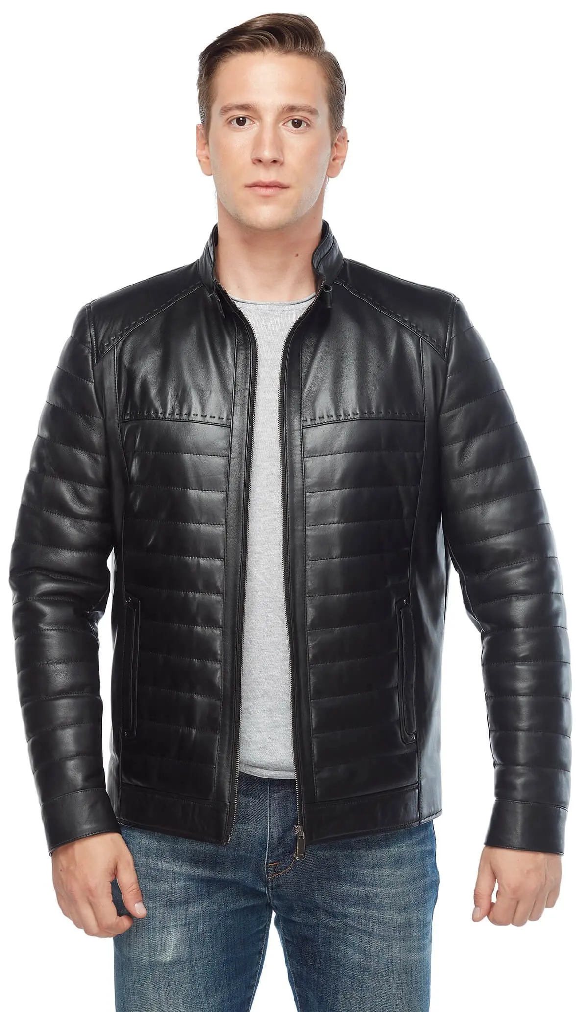 Đen Bơm Hơi Da Thật Chính Hãng Da Nam Phối Orjinal Da Cừu Thu Đông 2022 Biker Slim Size Lớn VintageTürkiye