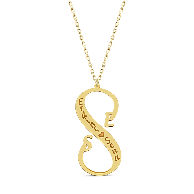 Love Infinity Personalized Nameplate Necklace 925 Silver Custom Name Necklace Gold Plated Heart Anniversary Necklace