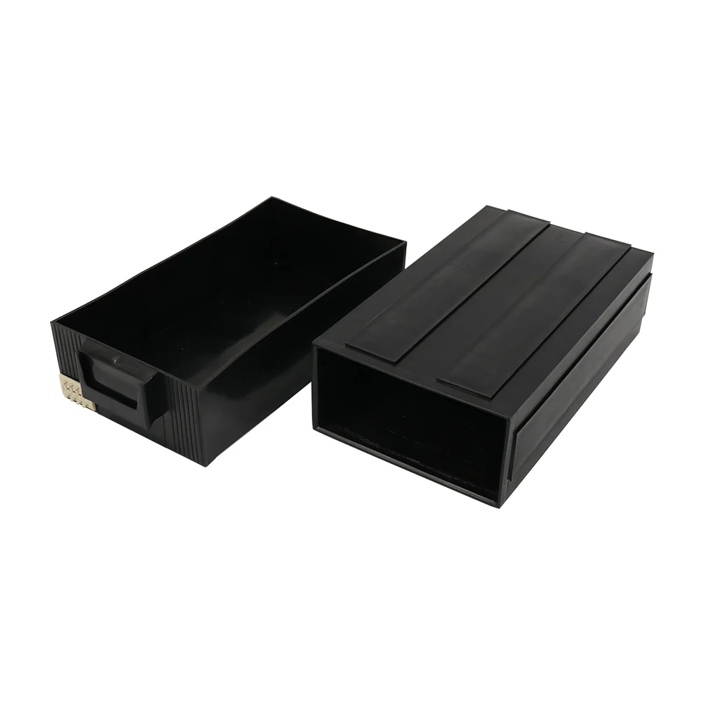 Q-DB3 253X140X70mm Antistatic Black Bins Conductive SMD IC ESD Storage Drawers Plastic Organizer Boxes