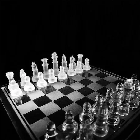 Glass Chess Set Queen's Gambit Chess Set Handmade Made of Glass