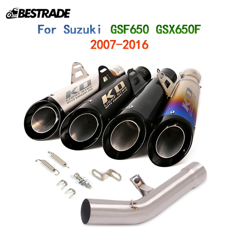 

For Suzuki GSF650 GSX650F 2007-2016 Motorcycle Exhaust System Silencer End Pipe Slip On Connect Mid Tube Stainless Steel Escape