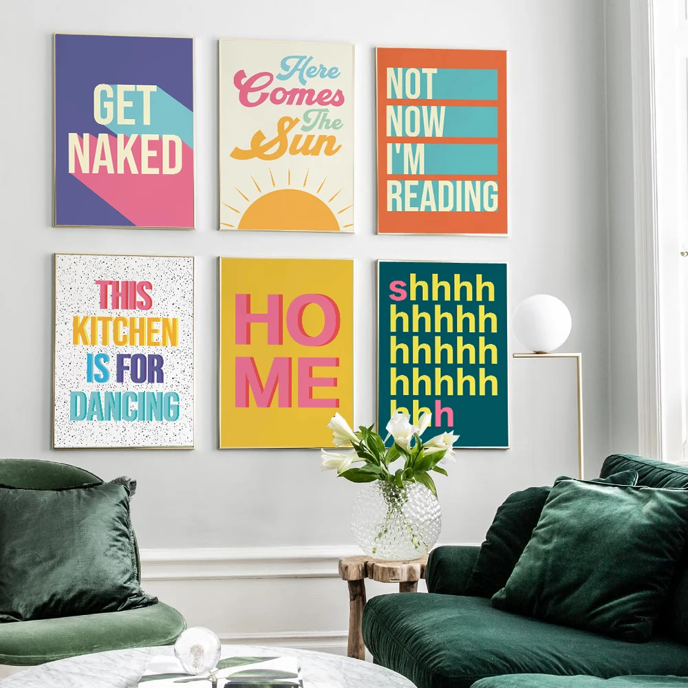 This Kitchen Is For Dancing Poster Colourful Quote Canvas Painting Shh Sign Typography Print Bathroom Living Room Home Decor