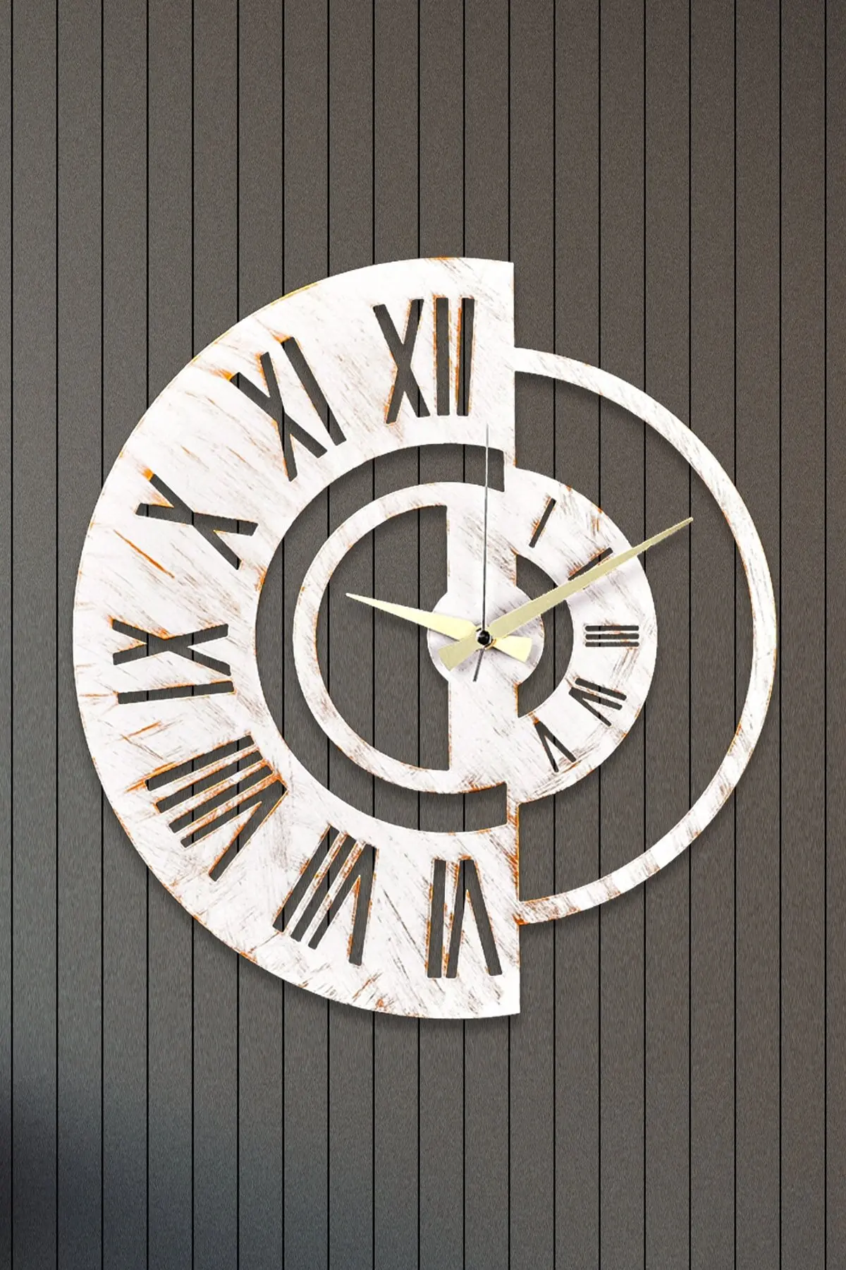 White Metal Shiny Design Decorative Wall Clock 41*41Cm Work Quietly For Home Office Quality Luxury Made In Turkey Fast Shipping