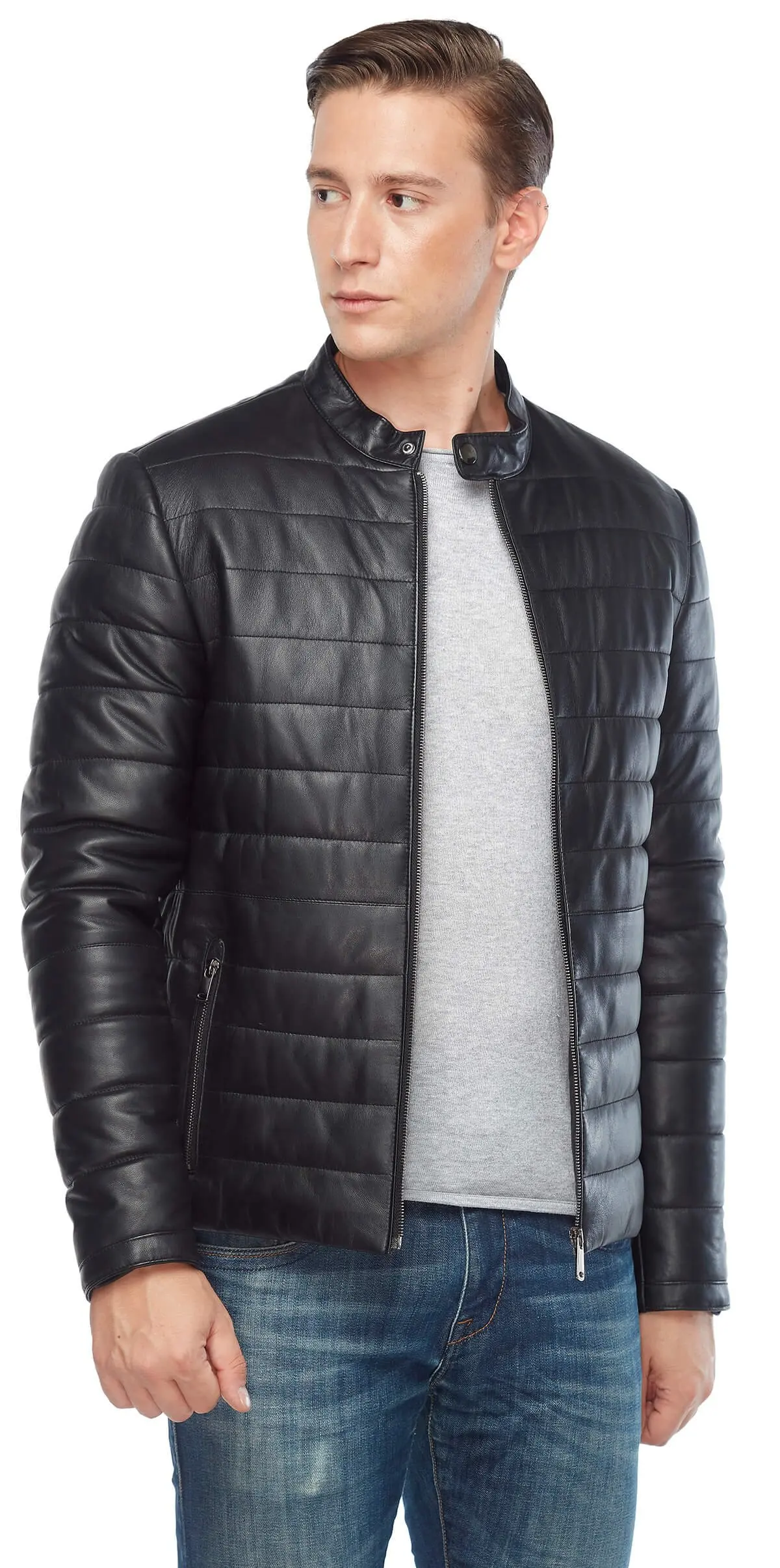 Genuine Leather Inflatable Male Leather Coats Black Original Lambskin Autumn Winter 2022 Biker Slim Large Size VintageTürkiye