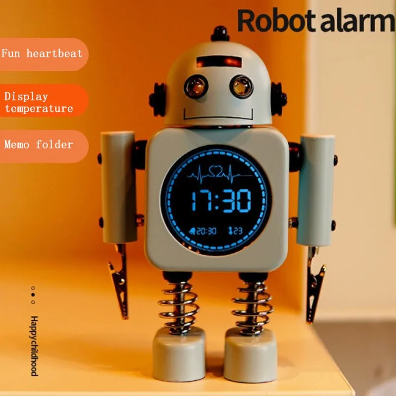 Robot Thông Minh Đồng Hồ Báo Thức Kỹ Thuật Số Màn Hình Hiển Thị Nhiệt Độ Để Bàn Đồng Hồ Với Báo Lại Chế Độ Nhà Phòng Ngủ Trang Trí Cho Trẻ Em Quà Tặng