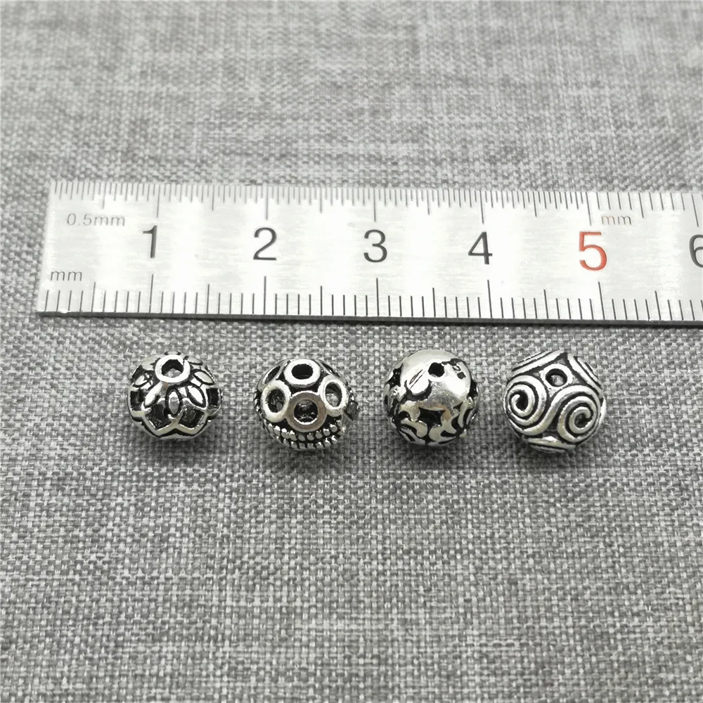 5pcs of 925 Sterling Silver Round Beads 8mm Flower Spiral Swirl Style for Bracelet Necklace