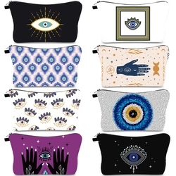 Evil Eyes Print Toiletry Bag Vacation Makeup Bags Men Wash Pouch Travel Accessories Pencil Case Girls' Cosmetic Bag For Women