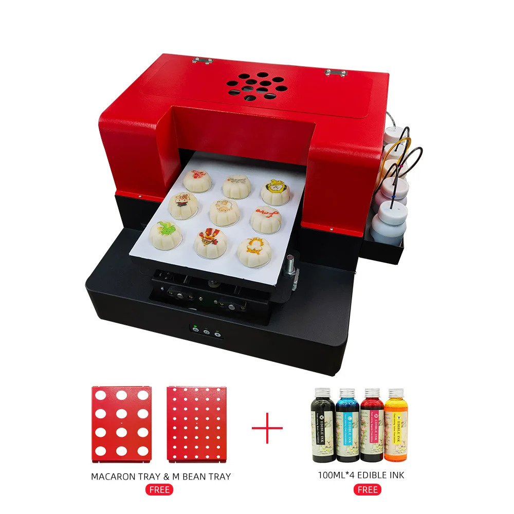 A4 Food Printer Sugar Paper Print Machine With Edible Ink for Dragees Macarons Cookie Chocolate Beans Moon Cake Jelly Bread