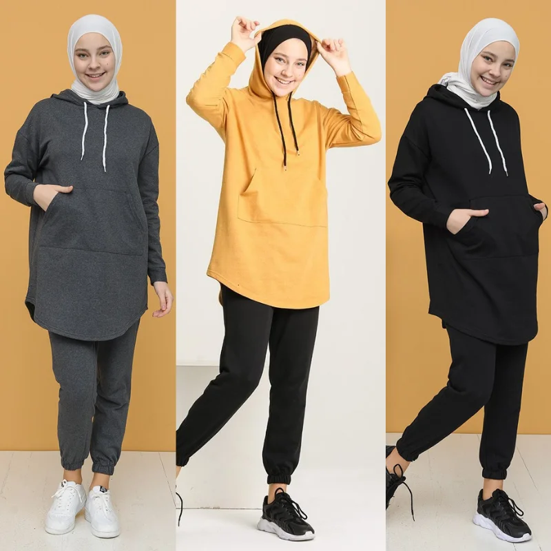 2021 New Season Hijab tracksuit 2 piece Muslim Women Hijab tracksuit fashion Turkey Dubai women Islamic sportswear Arabia Turkey