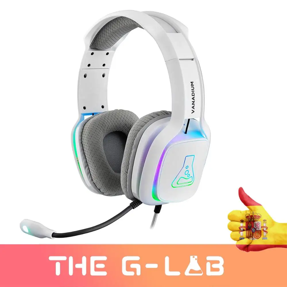 THE G-LAB Korp VANADIUM headphones Gaming white stereo RGB microphone, Jack 3.5mm PC/PS4/Xbox One/Nintendo Switch/ Mac/Mobile