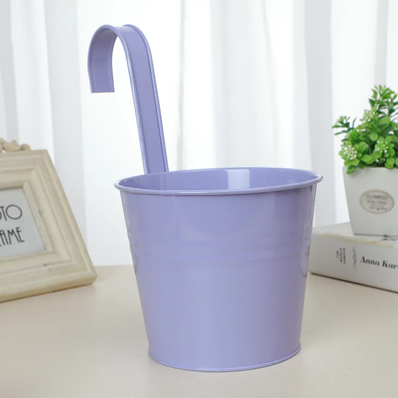 Hanging Flower Pot Colorful Iron Art Hanging Plant Pot Planter Holder With Detachable Hook For Balcony Garden Terrace decor