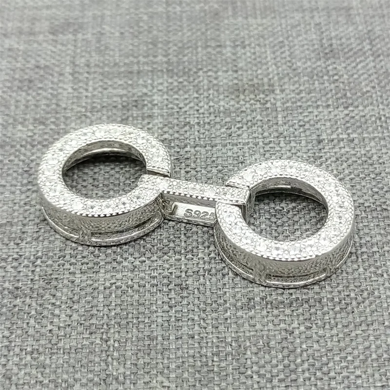 925 Sterling Silver Double Ring Clasp Connector for Pearl Bracelet Necklace