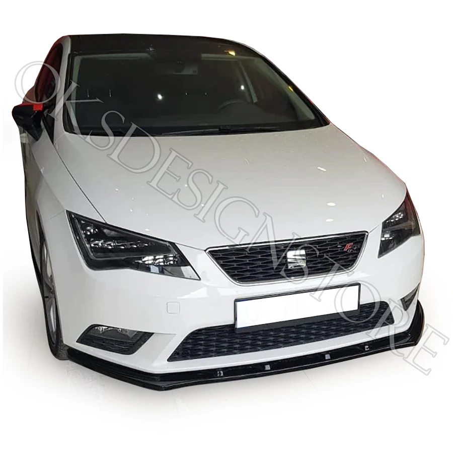 For Seat Leon 2013 2014 2015 2016 2017 Front Bumper Lip 3 pcs  Glossy Black Splitter Diffuser Lip Body Kit Spoiler Bumpers For