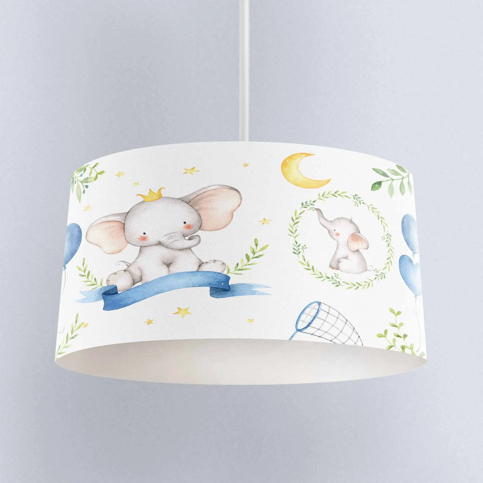 

Else Blue Balloon Little Elephant Yellow Star Print Fabric Kids Chandelier Lamp Drum Lampshade Floor Ceiling Pendant Light Shade