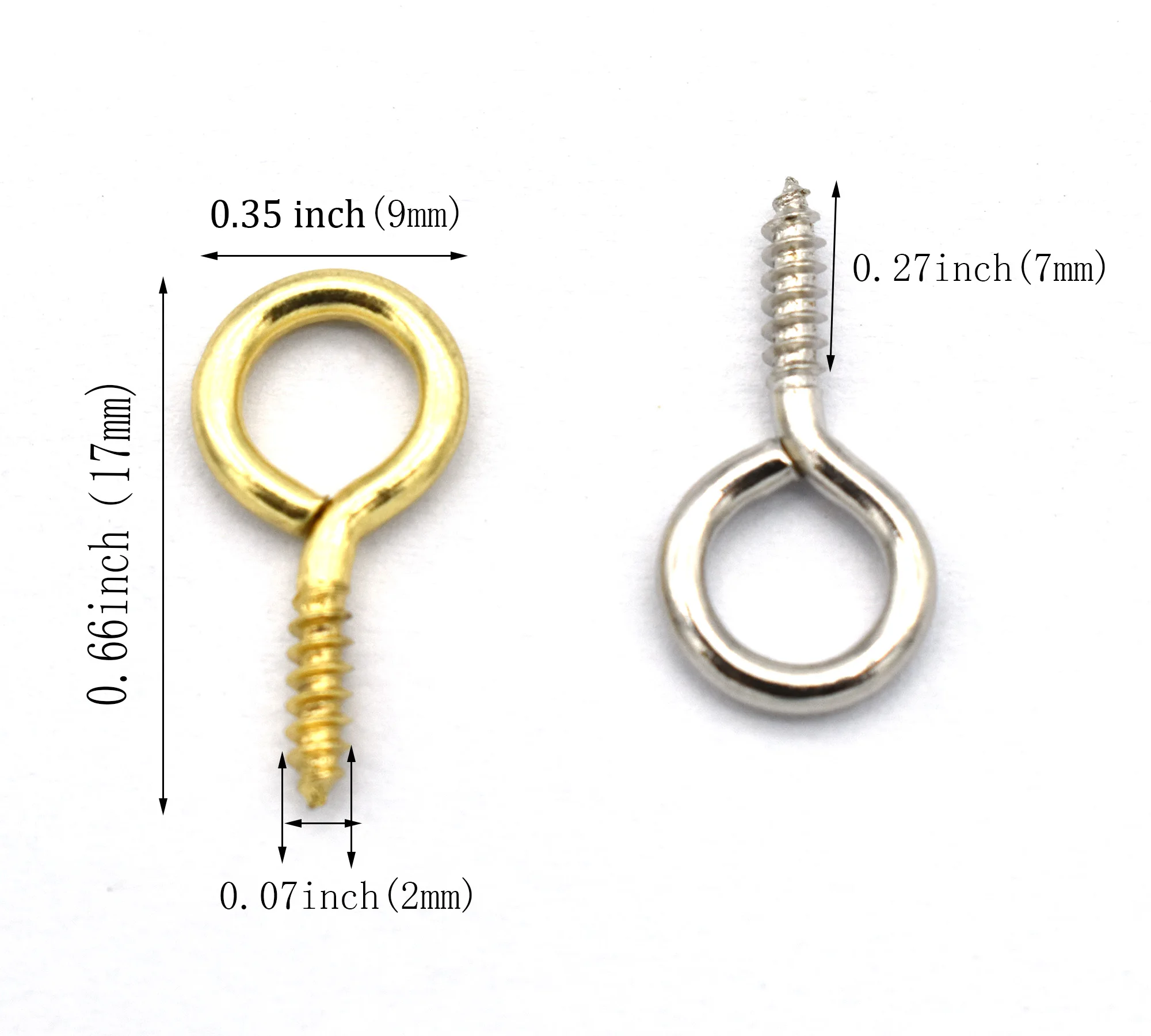 100pcs Mini Metal Hoop Peg Screw Eye Pin Hook Screw Eye Bails Small Eye Pin Pendants for Arts Crafts Projects Jewelry Making