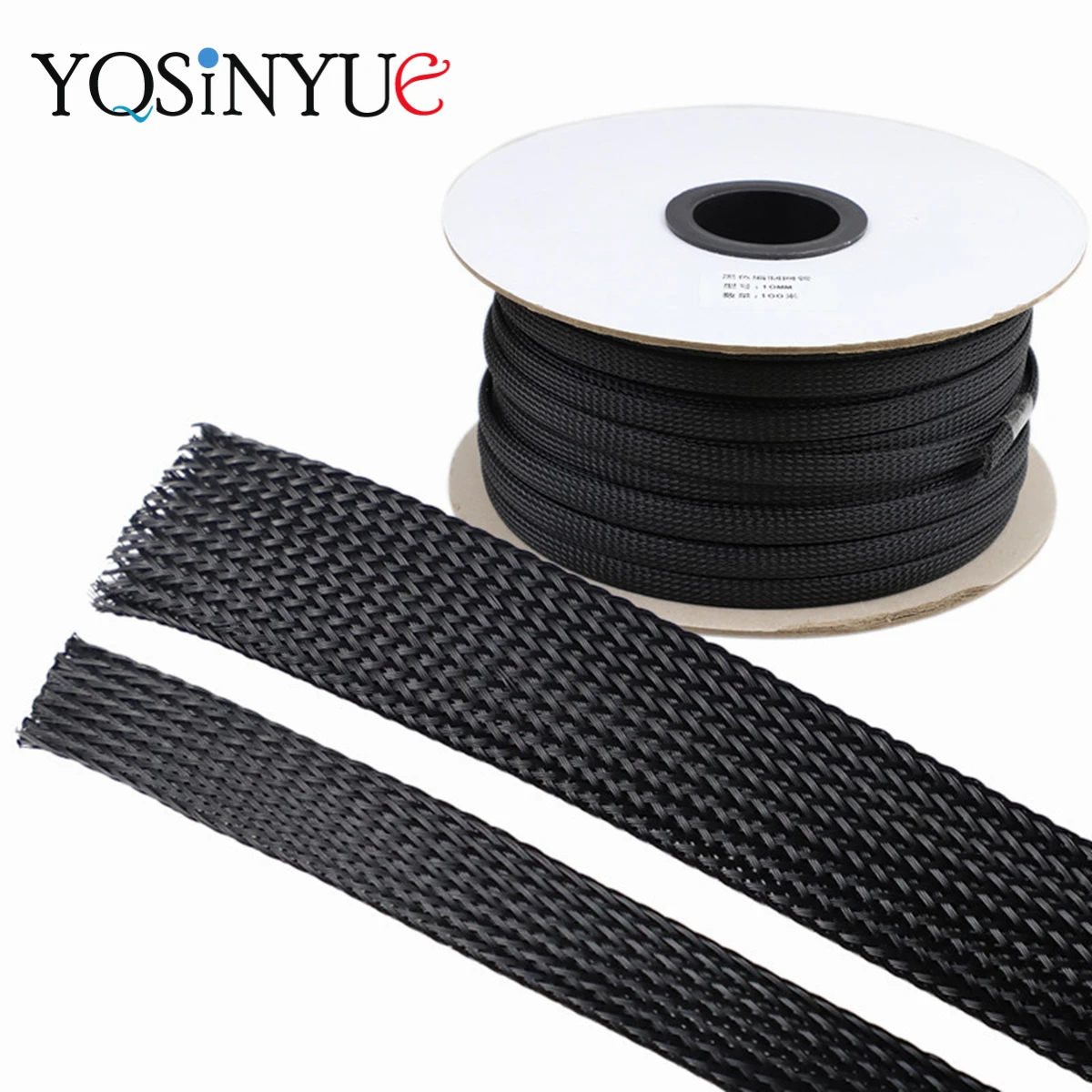 Image of 1/3/5/10/50/100/200M Schwarz Isolierte Braid Sleeving 4/6/8/10/12/14/20/25mm Engen HAUSTIER Draht Kabelverschraubung Schutz kabel Hülse