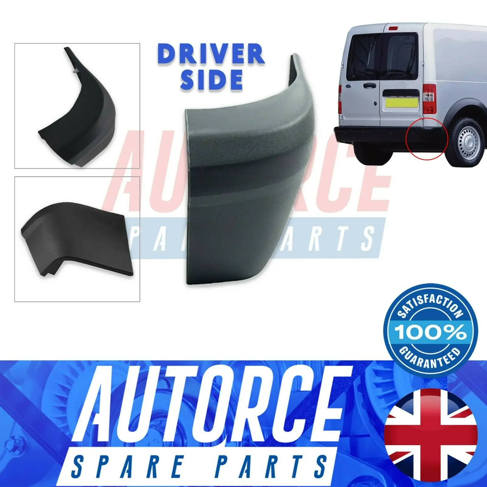 FOR FORD TRANSIT CONNECT TOURNEO CONNECT FITS REAR BUMPER CORNER END CAP RIGHT SIDE 4382284, 4374761, 1480538, 1472038