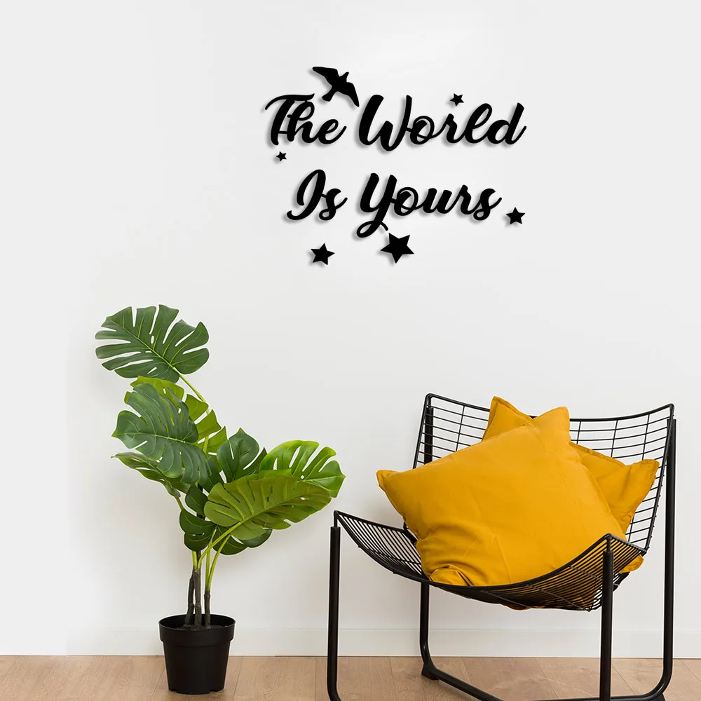 The World Is Yours Wall Room Home Accessory Wooden Table 50x34cm