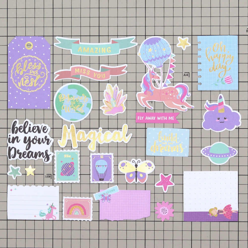 Creative Path 160 Stück Violette Fantasie-Scrapbooking-Stanzformen, Formen, Folien-Lila-Einhorn-Journaling-Stanzformen, Ephemera-Verzierungen – Detail 3