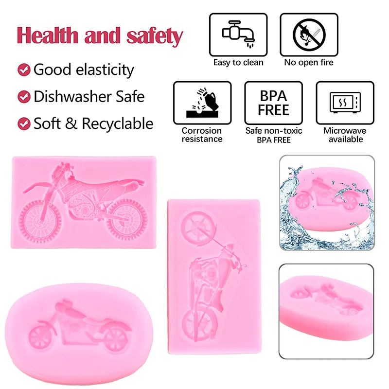 3D Motorcycle Silicone Mold Locomotive Cupcake Fondant Molds DIY Party Cake Decorating Tools Candy Clay Chocolate Gumpaste Mould