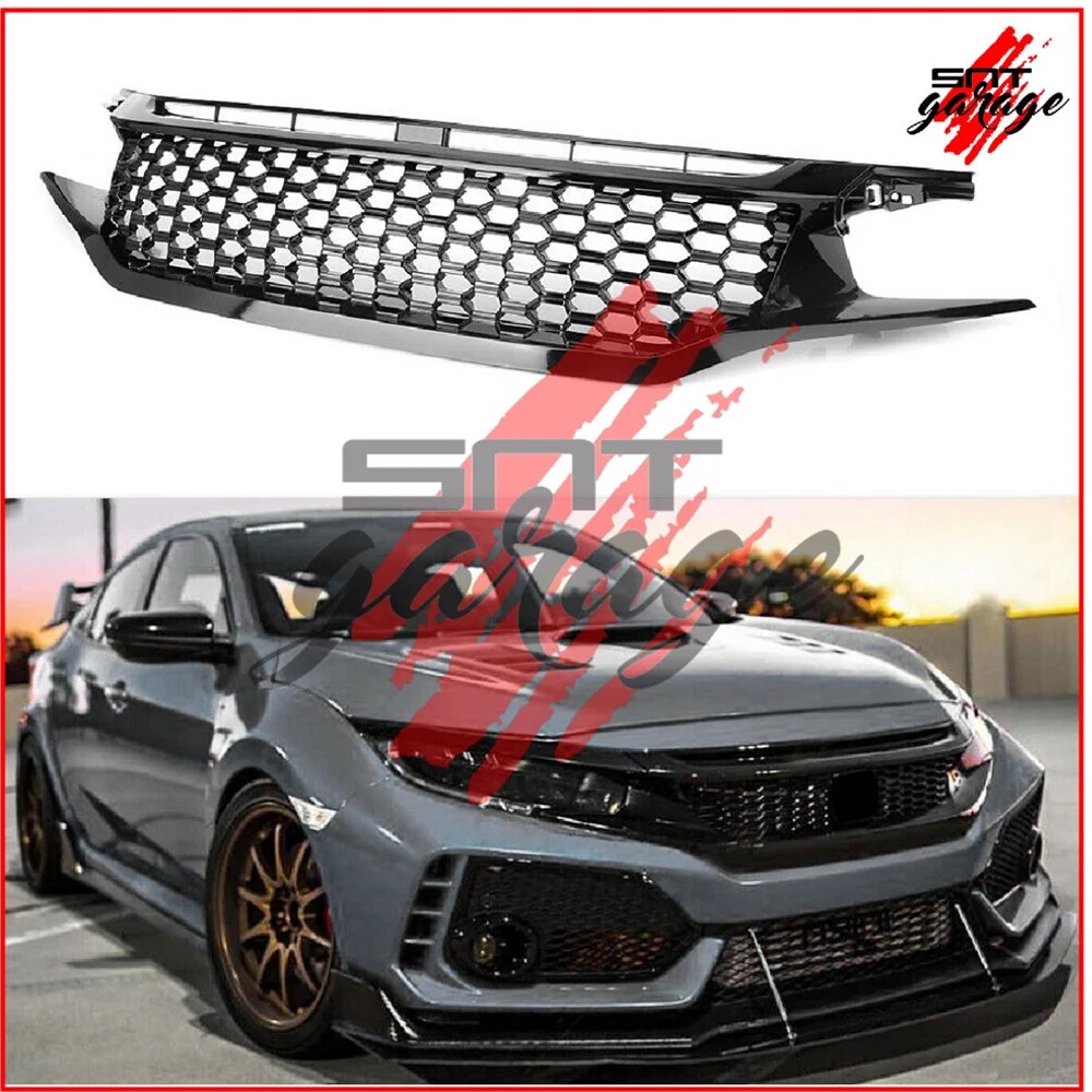 Honda Civic Fc5 2016 onwards Front Bumper Grille Si Louver Piano Black Black New Honda Civic Fc 5 Case Front Grill Badges Letter