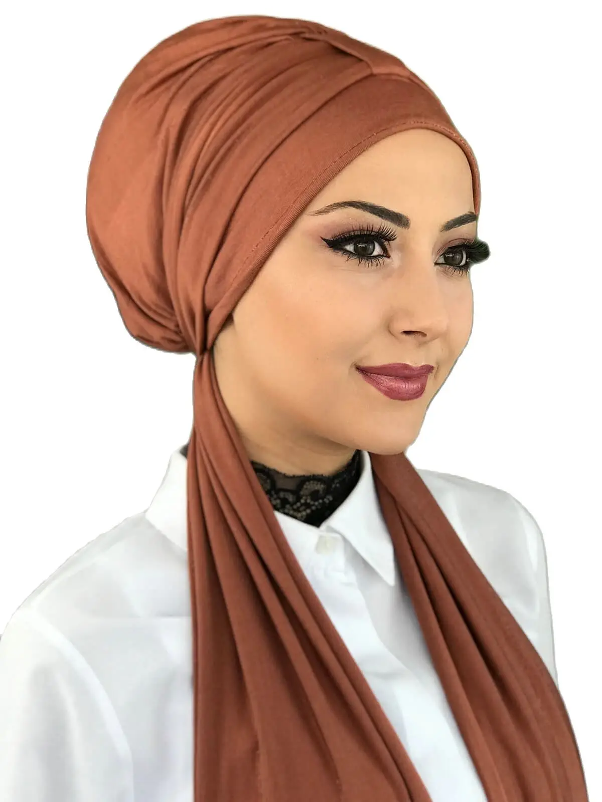 New Fashion 2021 Hijab Turban Lady Hat Seasonal Scarf Hijab Foulard Single Size Tile Color Scarf Bone