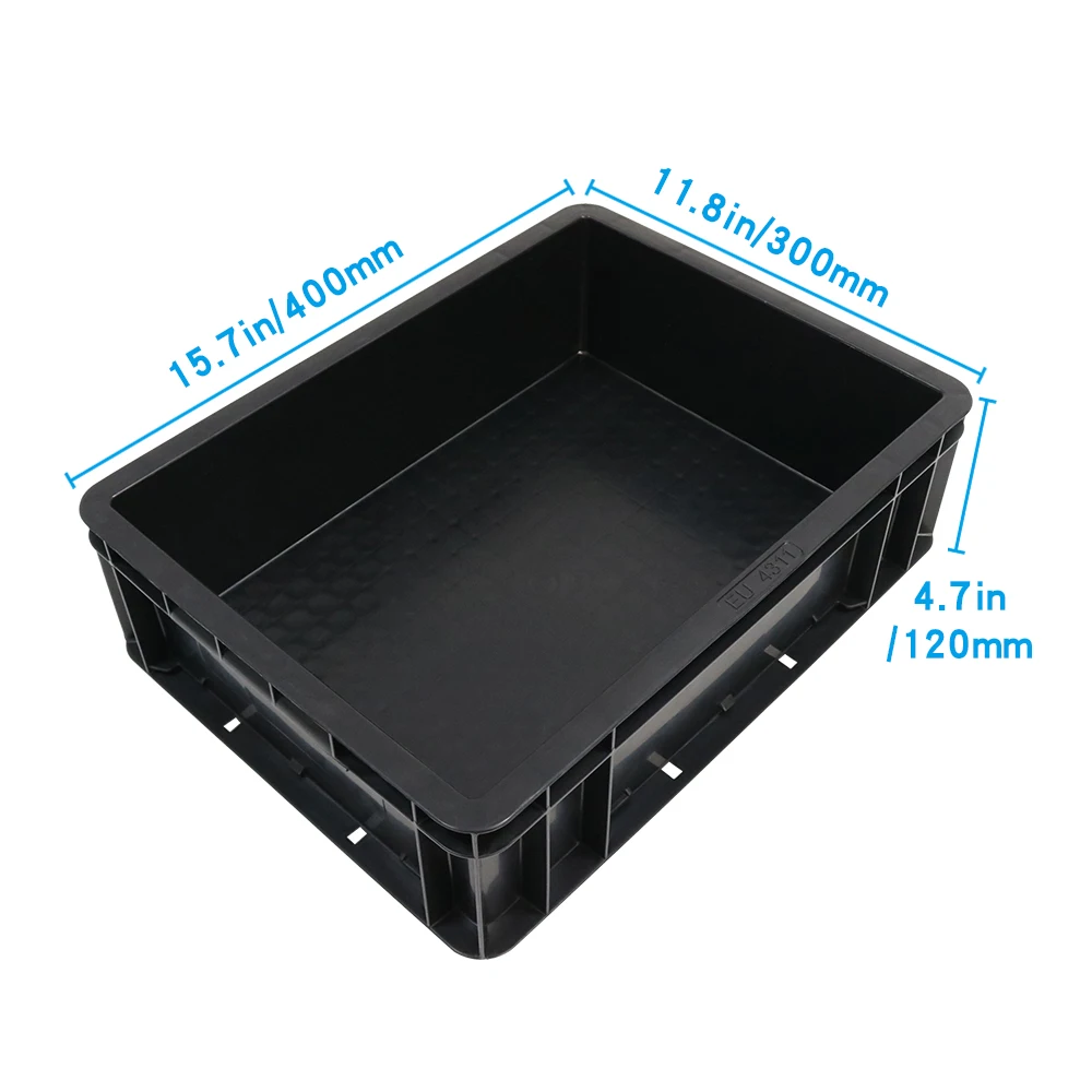 Q-EU4311 Esd Container Black Antistatic Storage Tote Circulation Box 400X300X120mm For Electronic Transportation