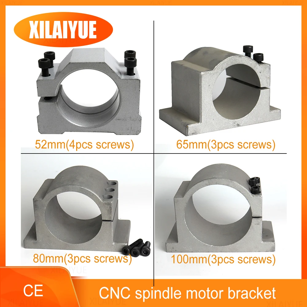 CNC用アルミニウムブラケット,52mm/65mm /80mm/100mm,スピンドル用直径スピンドル