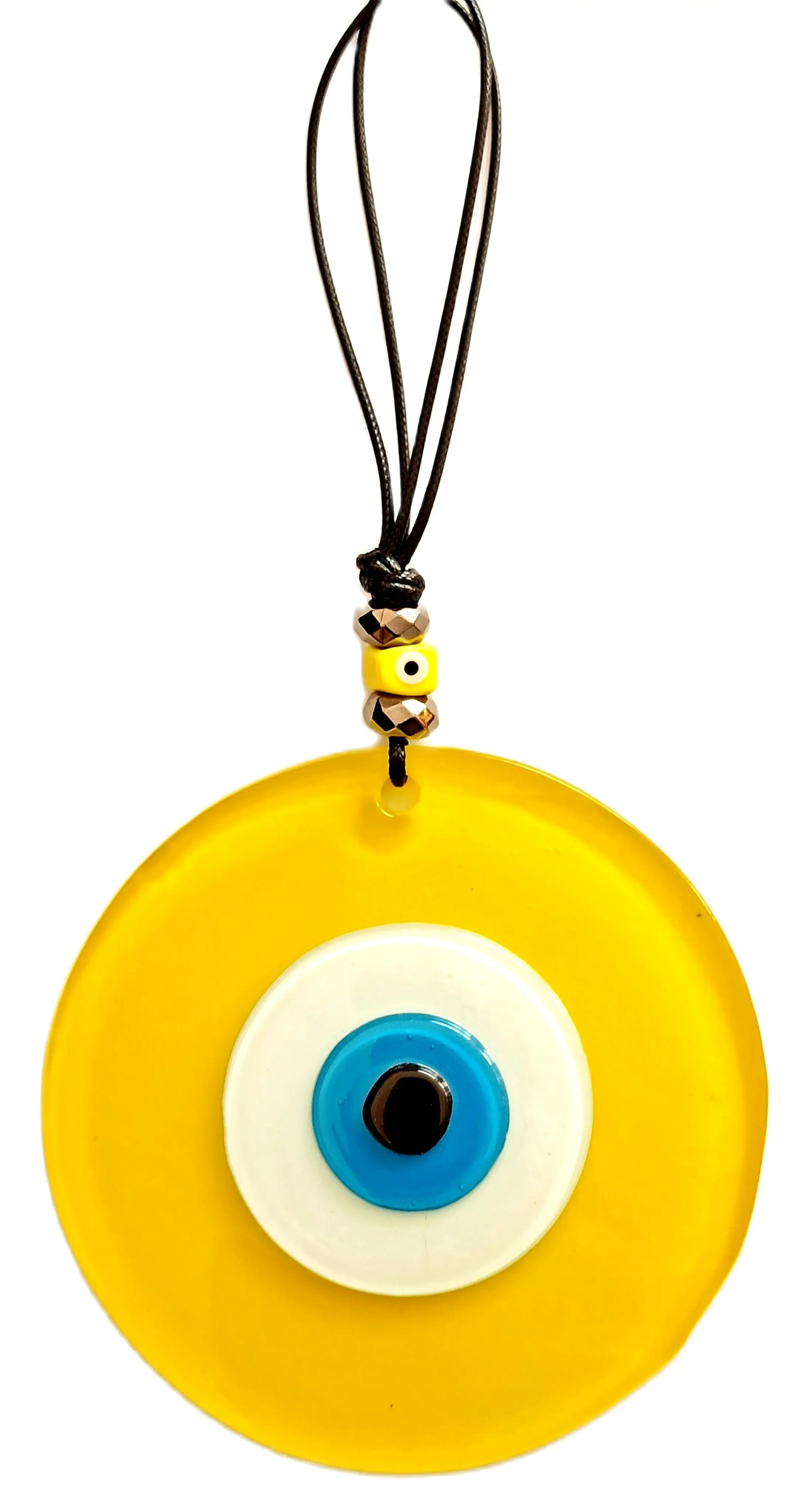 12 Centimeter Yellow Wall Ornament with Nazar Beads