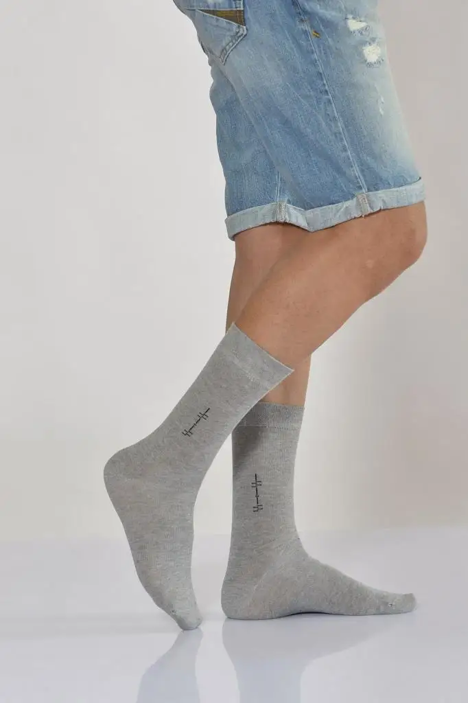 Idilfashion Male Mıkro Motif Socket Stocking-Light Gray-E-ART226 (3'LÜ PACKAGE)