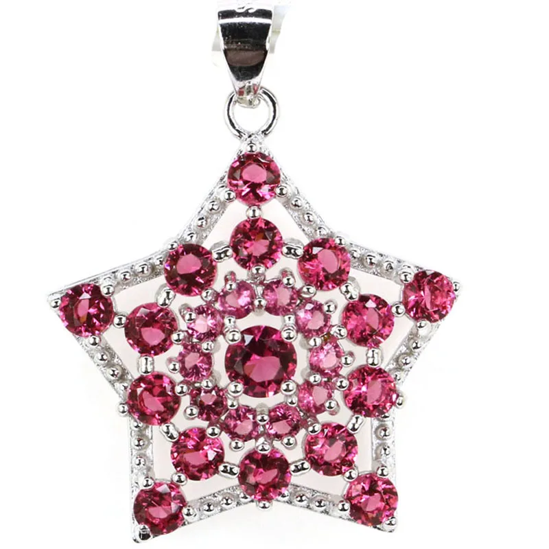 30x23mm Lovely Star 3.1g Pink Raspberry Rhodolite Garnet Paris Blue Topaz Tanzanite 925 Solid Sterling Silver Pendant