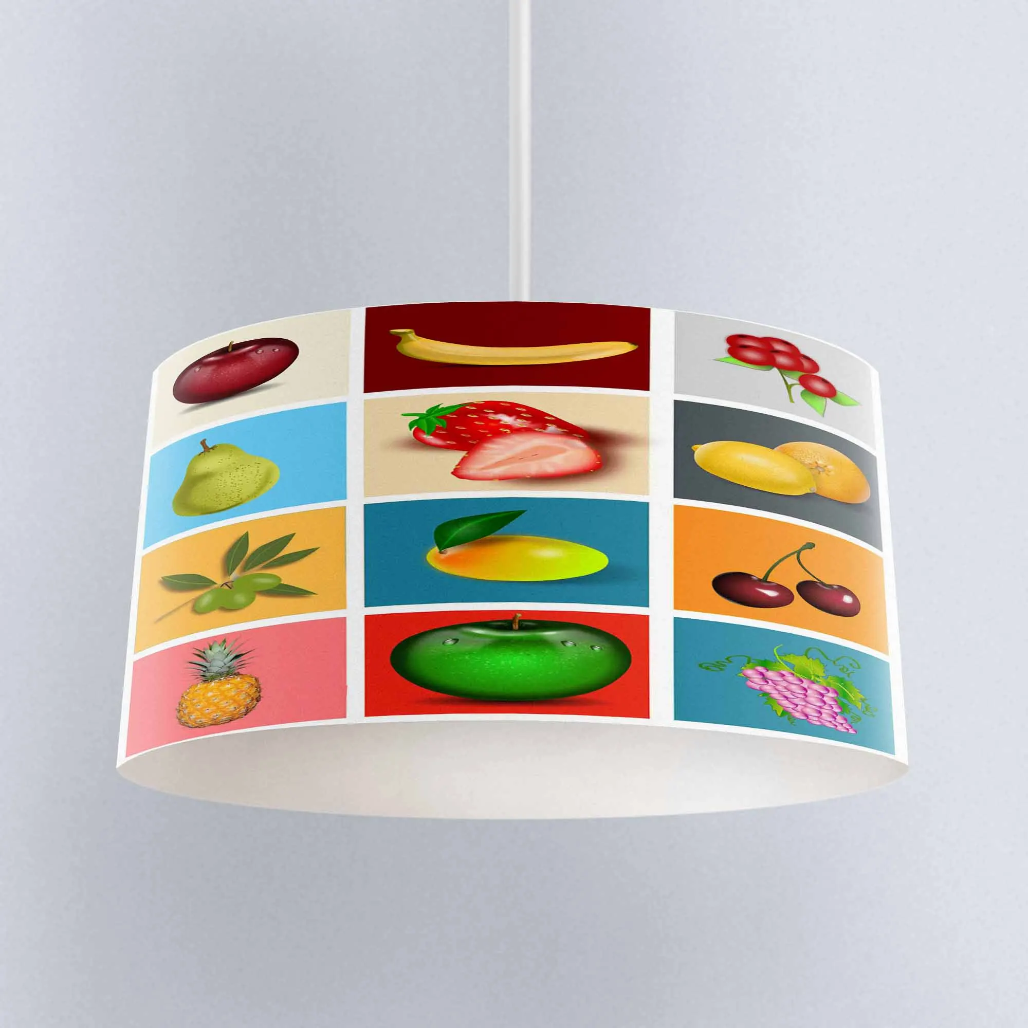 

Else Patchwork Colored Fruits Printed Fabric Kitchen Chandelier Lamp Drum Lampshade Floor Ceiling Pendant Light Shade