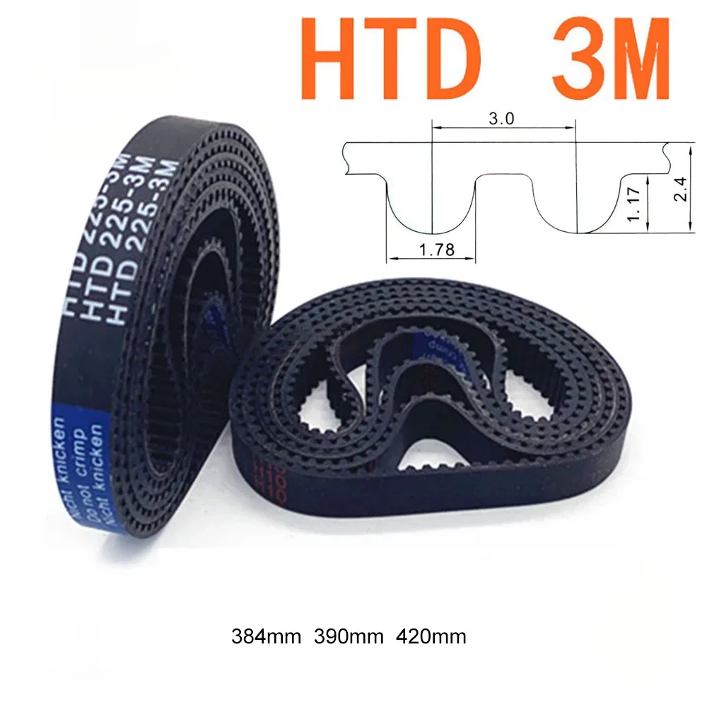 1pcs HTD 3M Width 12mm Rubber Arc Tooth Timing Belt Perimeter 384mm 390mm 420mm Transmission Belt For Electric Bicycle Scooter