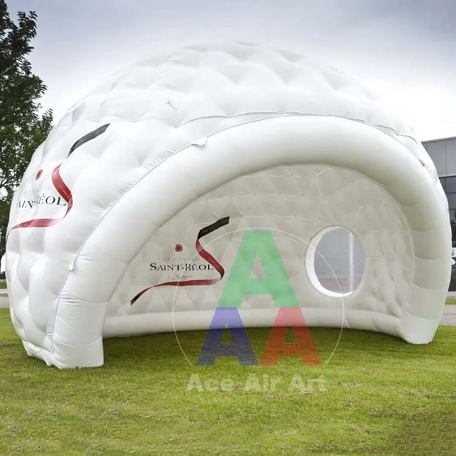 

Giant White Golf Shape Inflatable Igloo Dome Tent,Bar Canopies for Trade Show Event, Clear Window, Free Logo