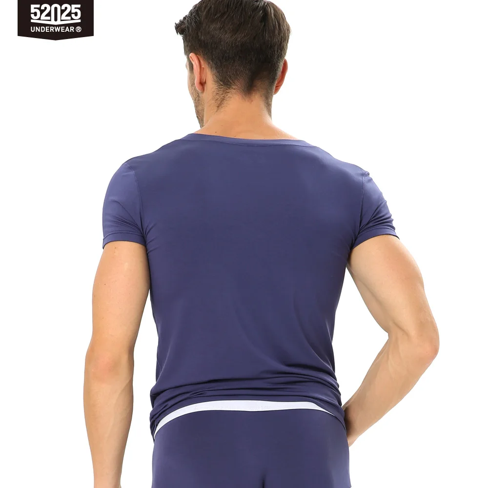 52025 Men Undershirts Soft Modal Comfortable Underwear Close-fit Short Sleeves T-Shirt Tops Sleepwear Comfy Homewear