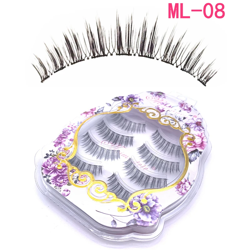 4 Pairs Silk Streifen Wimpern Volumen Falsche lash Natur Lange Schwarz Handgemachte Klar Band Auge LashesSet – Detail 5