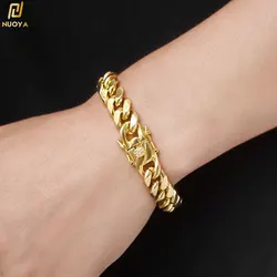 6mm-14mm18k Gold Plated Stainless Steel Cuban Bracelets Curb Cuban Link Chain Bracelets For Hiphop Jewelry