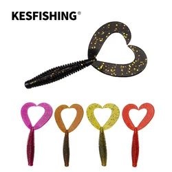 KESFISHING-Leurres souples à double queue, appâts en plastique pour la pêche à la turlutte ou à la truite, 84mm, 12 pièces