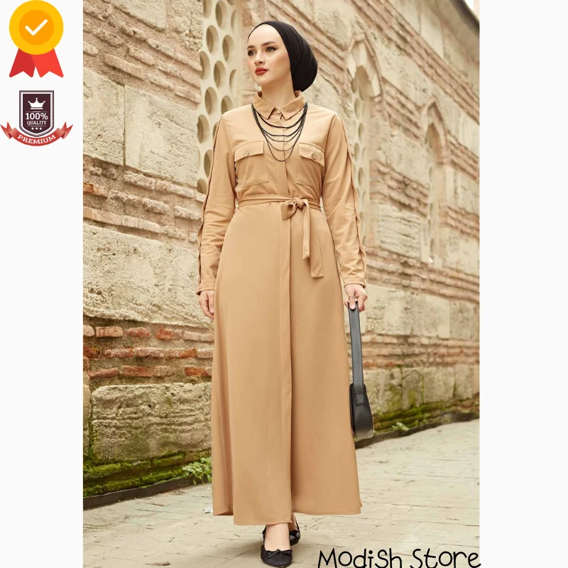 Shirt Collar Robe |New Season| Long Dress For Women Turkish Veiled Clothes Evening Dresses Kaftan Ramadan Muslim Fashion Islamic