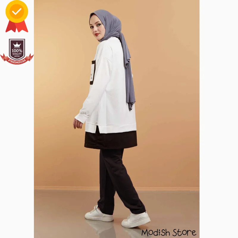 Ensembles de survêtement double musulman pour femmes, Abaya de Dubaï, Vêtements turcs pour femmes, Mode musulmane, Plus TANFor, Hiver, Automne, 2021