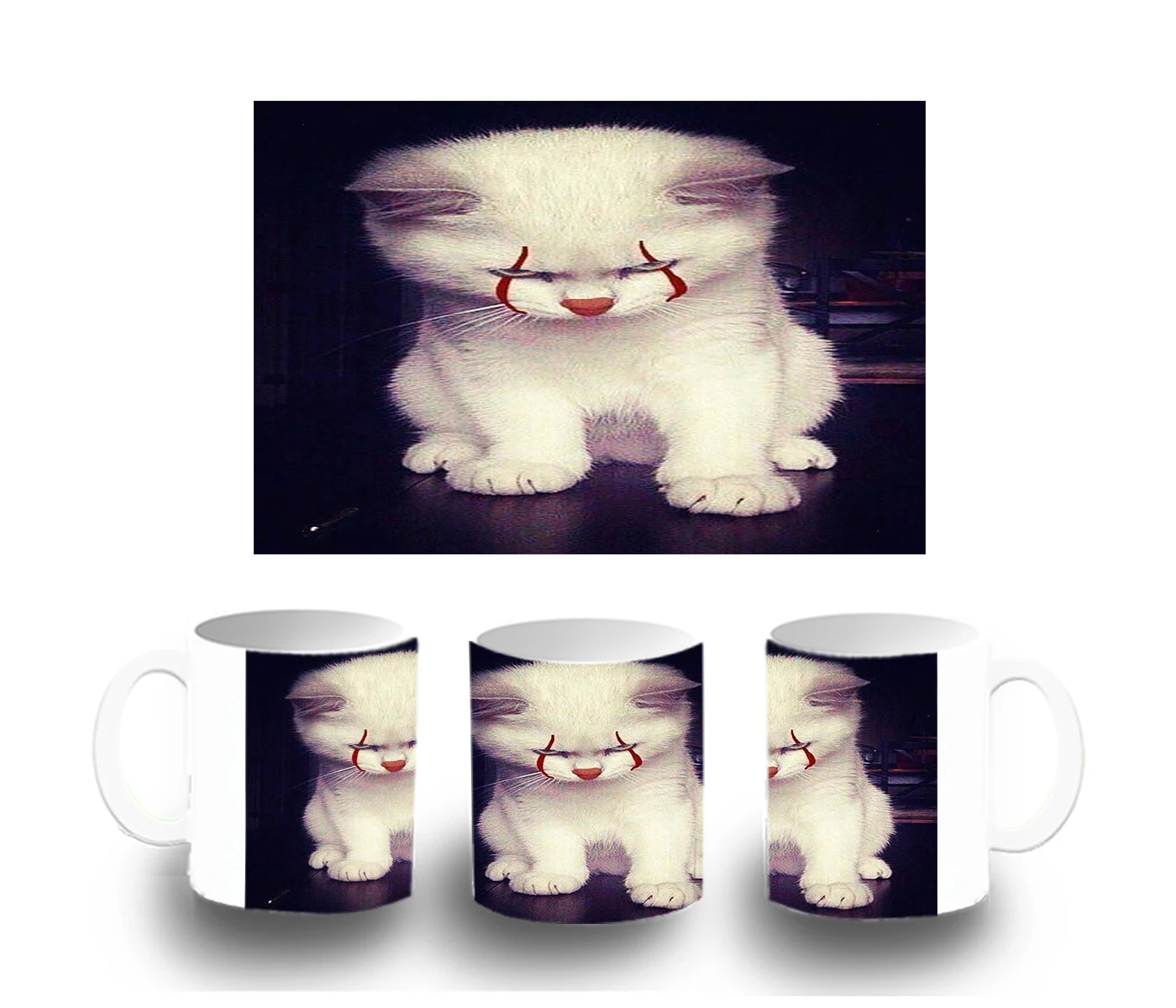 CAT mug CLOWN MACABRE TERROR color mug