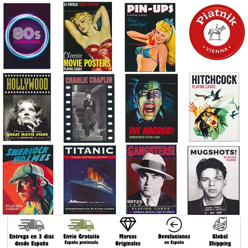 Piatnik, poker deck, cinema, Poster, photography, Pin-ups, Hollywood, music, Charles Chaplin,