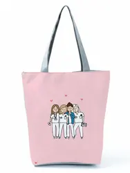 Sac à main imprimé dessin animé pour femme, pliable, grande capacité, sac initié, cuillère à soupe, sac à provisions réutilisable, sac de plage de voyage chic