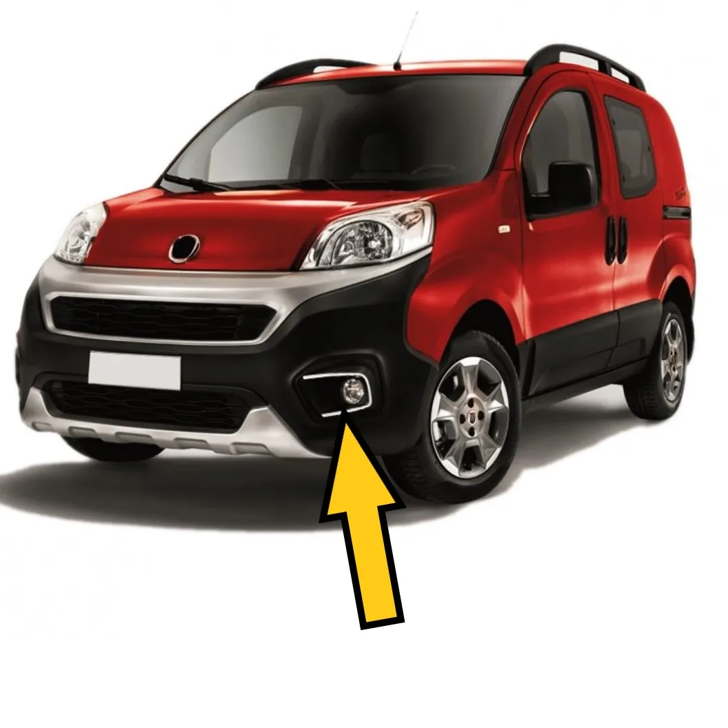 Hiasan Bingkai Lampu Kabut untuk Fiat Fiorino 2017 dan Model Yang Lebih Baru Penutup Baja Tahan Karat Krom Corak Kromium Kanan Kiri